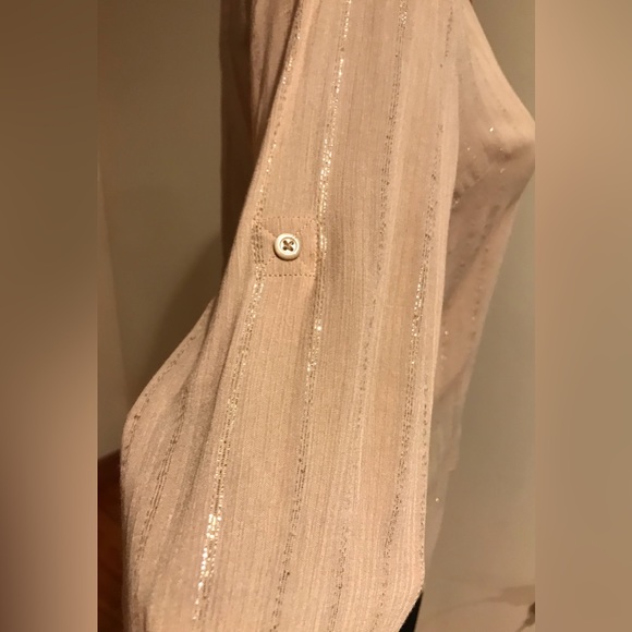 Express Tan Gold Stripes Button Down Collar NWT Size XS - Picture 6 of 12